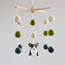 Handmade Corgi Baby Mobile Wool Felt Nursery Decor - thumbnail 4