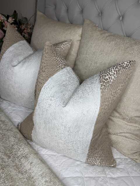 Elegant Champagne - Ivory Striped Antelope Fabric Cushion Cover - Luxury Euro Sham For Sofa & Bed Decor - image 1