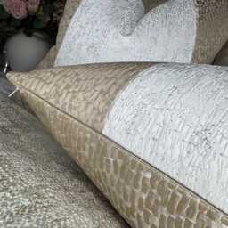 Elegant Champagne - Ivory Striped Antelope Fabric Cushion Cover - Luxury Euro Sham For Sofa & Bed Decor - thumbnail 2