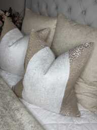 Elegant Champagne - Ivory Striped Antelope Fabric Cushion Cover - Luxury Euro Sham For Sofa & Bed Decor