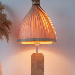 Maple Wood Table Lamp, Bedside Lamp Rustic Decor , Minimalist Small Scandinavian Desk - thumbnail 3