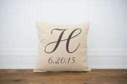 Personalized Monogram & Wedding Date Pillow Cover - thumbnail 1