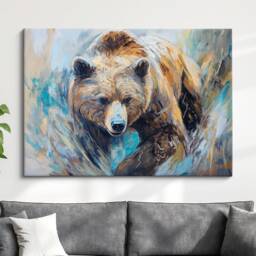 Bear Abstract Oil Painting Framed Print & Canvas Large Sizes Wall Art Poster Animal Luxury Home Decor Interior Gift Idea - thumbnail 1