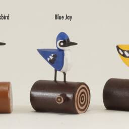 Winter Songbirds - Cardinal Goldfinch Blue Jay Folk Art Animal Sculpture Tablescape Centerpiece Holiday Decoration - thumbnail 3