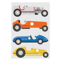Racing Cars Wall Decals For Kids Room, Set Of 12 Race Car Stickers, Boys Bedroom Toddlers Playroom Decor - thumbnail 2