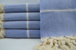 "Blue Blanket, Turkish Dowry, Throw, Blanket, Soft Blanket, Home Decor, Turkish Throw, Sofa Cover, 65""x91" - thumbnail 1