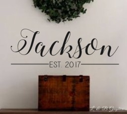 Last Name Established- Vinyl Wall Decal- Lettering - Home Decor- Wedding- Anniversary- Gift - thumbnail 1