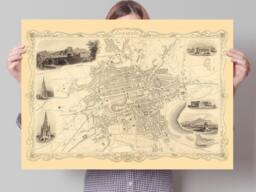 Old Edinburgh Map - Plan Of The City Edinburgh, Scotland 1851 Vintage Scottish Print Wall Decor - thumbnail 1