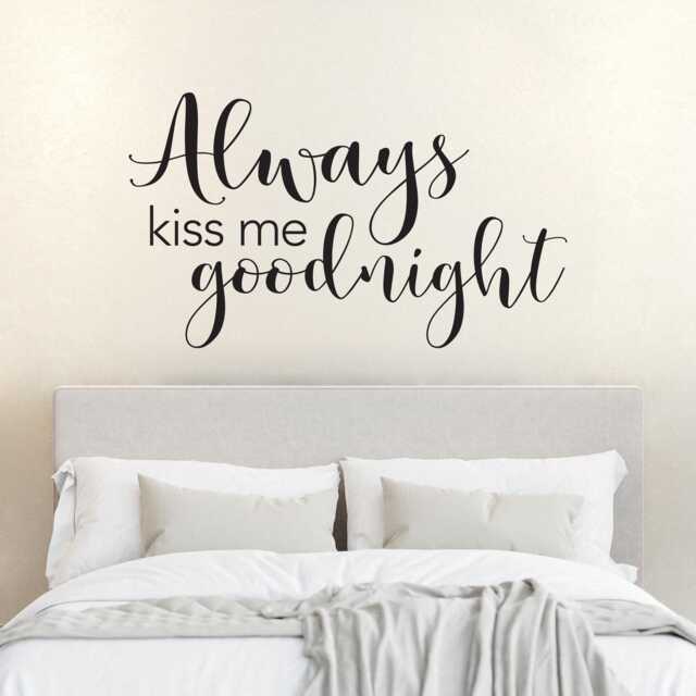 Always Kiss Me Goodnight Decal - Bedroom Vinyl Love Wall Art - image 1
