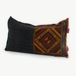 Vintage Tai Lu Hill Tribe Lumbar Pillow, Handwoven Embroidered Cotton, 24x13 - thumbnail 3