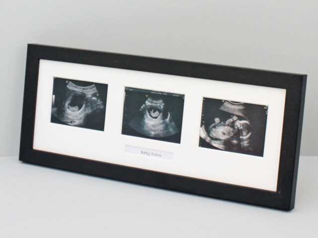 Baby Scan Photo Frame - Multi Aperture For Three Sized Photos & Text Box. Handmade. Shower Gift - Pregnancy Announcement - image 1