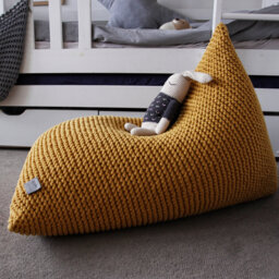 Knitted Mustard Bean Bag Chair Scandinavian Kids Lounger