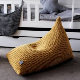 Knitted Mustard Bean Bag Chair Scandinavian Kids Lounger - thumbnail 2