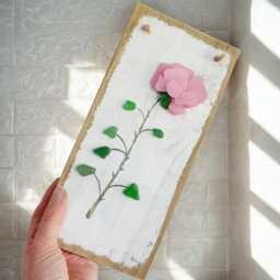 Sea Glass Pink Rose Wall Art Reclaimed Wood Coastal Decor - thumbnail 2