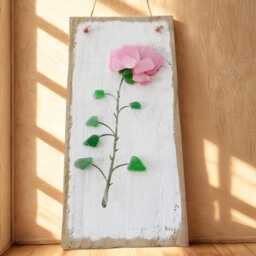 Sea Glass Pink Rose Wall Art Reclaimed Wood Coastal Decor - thumbnail 3