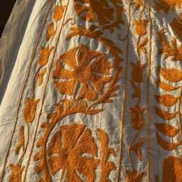 Handmade Cotton Suzani Embroidered Throw - Traditional Ethnic Textile Blanket - thumbnail 3