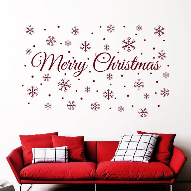 Merry Christmas Wall Decals Snowflake Decal New Year Sticker Holiday Decorations Interior Home Design Window Art Ideas - Ma334 - image 1