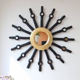 "Peruvian Mirrors ""Sol Skull Black 50cm "