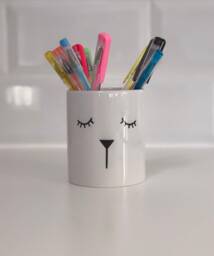 Bear Face Ceramic Pencil Holder Pot