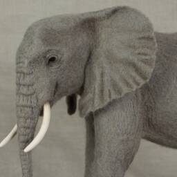 Made To Order Needle Felted African Elephant Custom Needle Felted Animal Sculpture - thumbnail 4