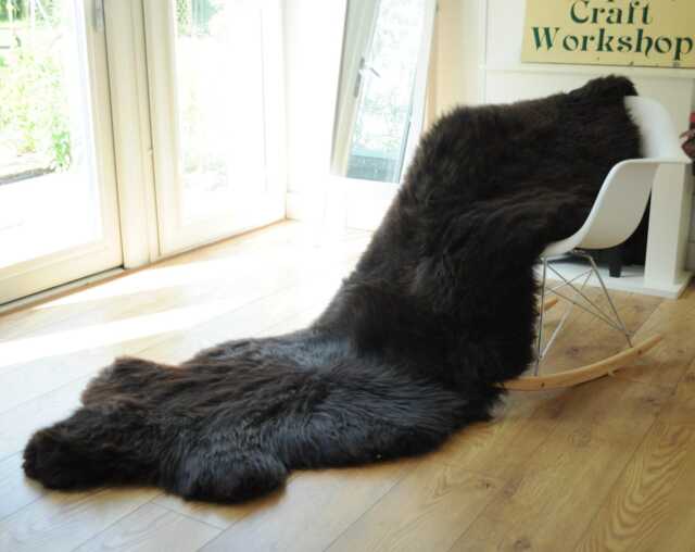 "100% British Rare Breed Double Sheepskin Rug in Undyed ""Cafe Noir" - image 1