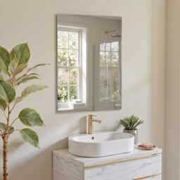 Frameless Rectangle Wall Mirror, 60x45cm Classic Vanity Mirror - thumbnail 3