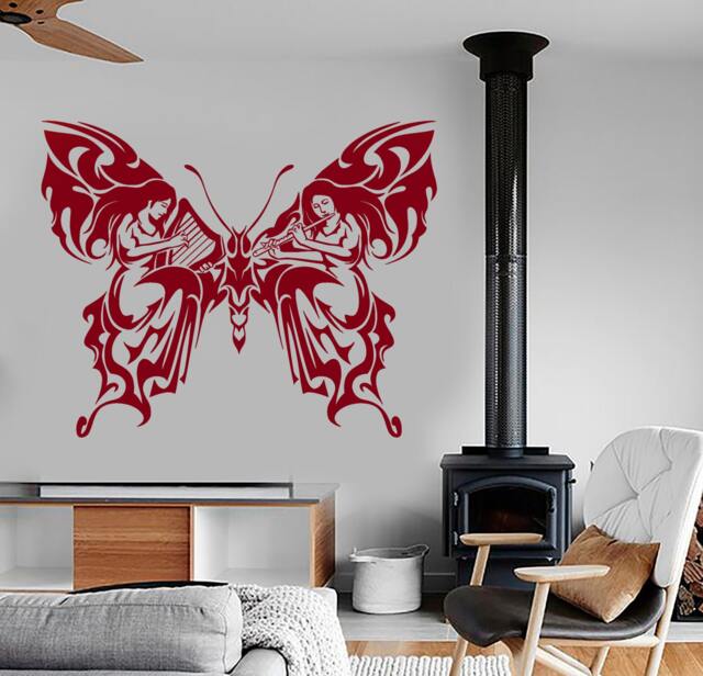 Wall Vinyl Decal Nature Patterns Butterfly Music Ornament Sketch Eco Abstract Modern Home Decor - #1203Dz - image 1