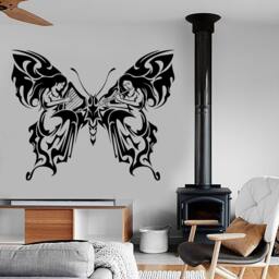 Wall Vinyl Decal Nature Patterns Butterfly Music Ornament Sketch Eco Abstract Modern Home Decor - #1203Dz - thumbnail 2