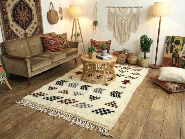 Hand-Knotted Wool Beni Ourain Rug - Cream Geometric Tribal Symbols Area - image 1