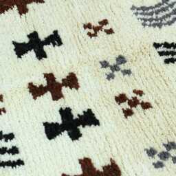Hand-Knotted Wool Beni Ourain Rug - Cream Geometric Tribal Symbols Area - thumbnail 4