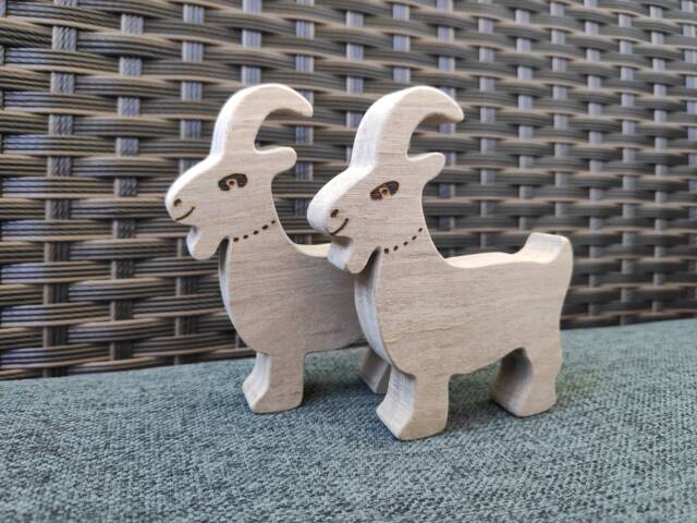 Wooden Goat Toy, Figures, Waldorf Goat Animal Balancing Figures - image 1