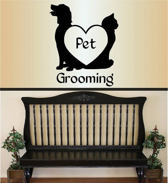 In-Style Decals Wall Vinyl Decal Home Decor Art Sticker Pet Grooming Words Sign Dog & Cat Heart Shop Salon Animals Design 623 - image 1