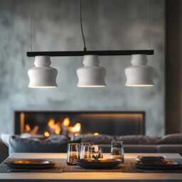 Linear Ceramic Pendant Light, Dining Table Hanging Lamp, Kitchen Bar Fixture, Naaya Linea Orna - thumbnail 2