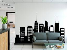Chicago Skyline Wall Decal City Silhouette Living Room Art C127 - thumbnail 1