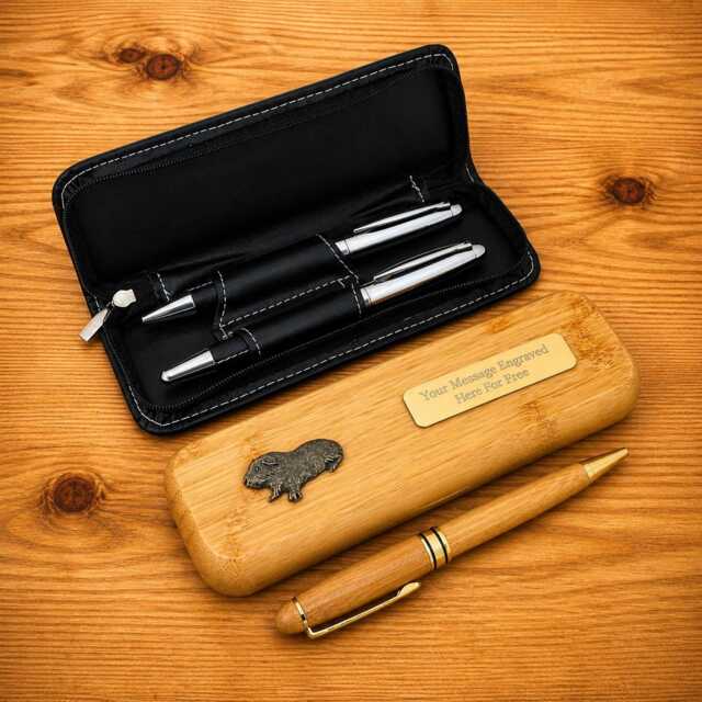 Pets Luxury Wooden Or Leatherette Pen Case With Matching Free Engraving Macaw Rabbit Dogs Guinea Pig Gift - image 1