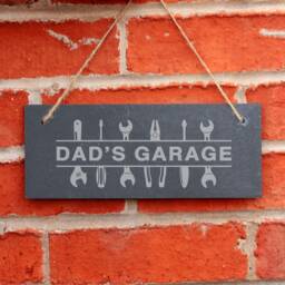 Dad's Garage Sign Personalised Hanging Slate Plaque Father's Day Gift For Diy Car Enthusiast Workshop Wall Decor Grandad Birthday Gifts