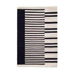 Black & White Cotton Bathmat - Soft Bath Mat Woven Rug Striped Rugs For Bathroom Cute Decorative Bathtub Mats Machine Washable - thumbnail 3