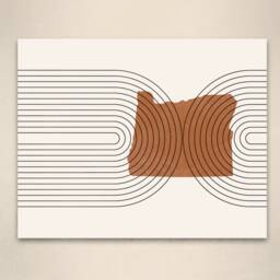 Mid Century Wall Art - Minimalist Oregon & Decor, Abstract Mid-Century Modern Prints, State Map Print, Of - thumbnail 2