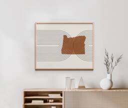 Mid Century Wall Art - Minimalist Oregon & Decor, Abstract Mid-Century Modern Prints, State Map Print, Of - thumbnail 1