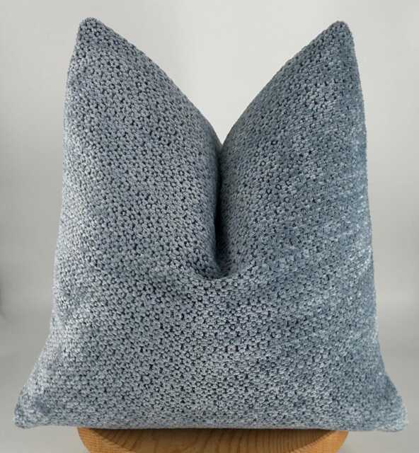 Blue Textured Throw Pillow Case, Decorative Cushion, Summer Decor, Farmhouse Pillowcase - image 1