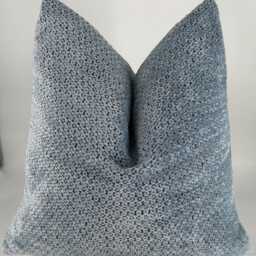 Blue Textured Throw Pillow Case, Decorative Cushion, Summer Decor, Farmhouse Pillowcase - thumbnail 4
