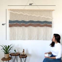 Extra Large Macrame Wall Hanging, Woven Tapestry, Bohemian Art Decoration, Tapestry Oversized Horizontal - thumbnail 3