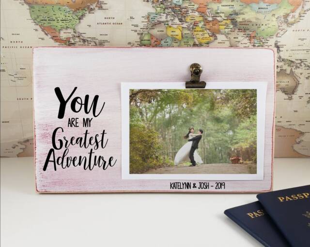 You Are My Greatest Adventure Picture Frame, Personalized Wedding Anniversary Gift, Husband Wife Valentine Boyfriend Gift - image 1