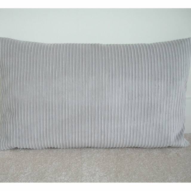 "Bolster Pillow Cover Gray Corduroy 12x20 Grey Jumbo Cord Soft Light Silver 20""x12" - image 1