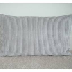 "Bolster Pillow Cover Gray Corduroy 12x20 Grey Jumbo Cord Soft Light Silver 20""x12" - thumbnail 1