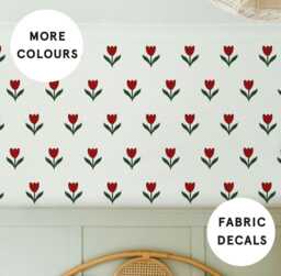 Cherry Red Tulip Fabric Wall Decals Vintage Nursery Decor - thumbnail 1