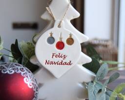 Feliz Navidad, Handmade Ceramic Spanish Christmas Decoration, Xmas Dec For Spain, Wording - thumbnail 1