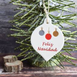 Feliz Navidad, Handmade Ceramic Spanish Christmas Decoration, Xmas Dec For Spain, Wording - thumbnail 2