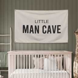 Little Man Cave Nursery Sign Flag, Wall Decor, Baby Boy Room Toddler Sign, Banner Kids Fabric Flag - thumbnail 4