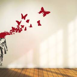 Banksy Wall Decal Butterfly Suicide Girl Street Art Wall Sticker, Urban Graffiti, Banksy Stencil, Interior Decor - thumbnail 2